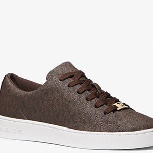 Michael Kors Keaton Signature Logo Lace-Up Sneakers- Brown